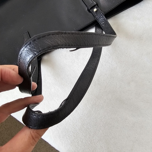 Kate Spade Black Leather Large Tote Shoulder Bag Work Purse - Picture 7 of 15